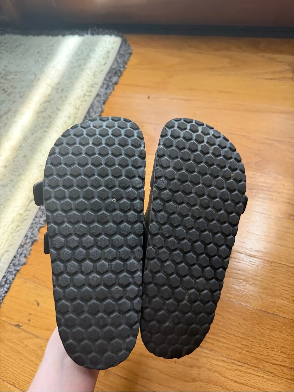 Kids Black Double Buckle Slide Sandals